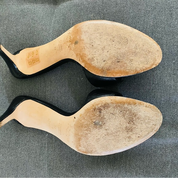 Yves Saint Laurent Black Strap Slip on Heels Size 37 - Picture 3 of 6